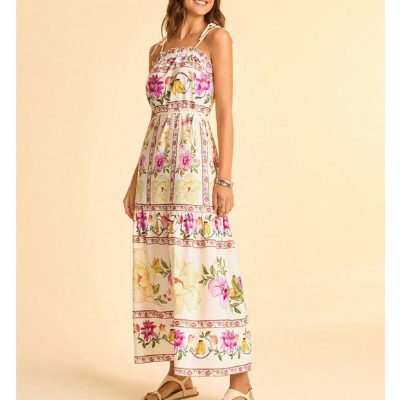 Boho Floral Print High Waisted Cami Maxi Dress - Picture 5 of 5